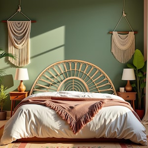 Handcrafted Rattan Headboard, Rattan Wood Headboard, Elegant Rattan Headboard, Natural Rattan Furniture, Headboard Queen Size, Headboard King