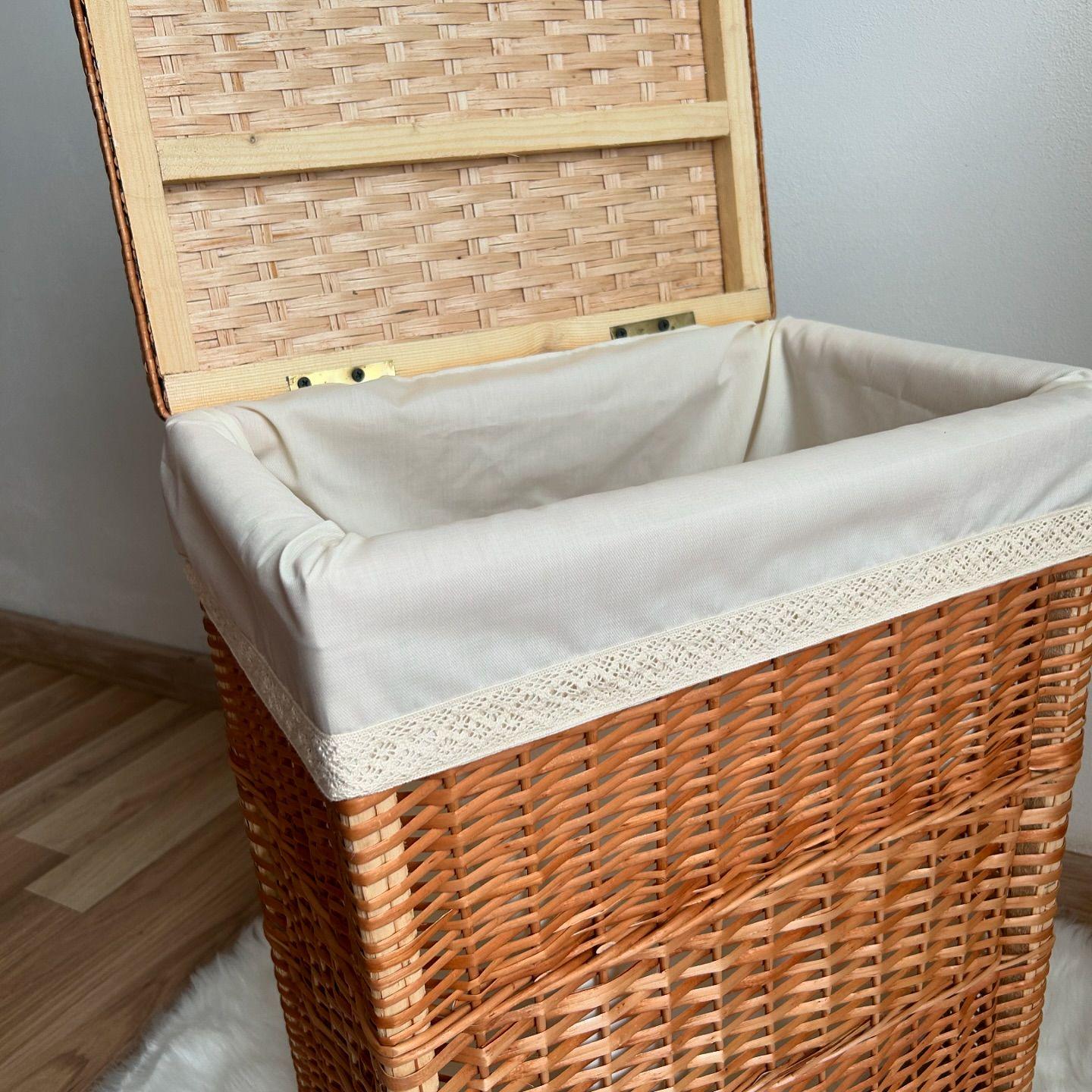 Large Wicker Laundry Hamper With Lid, Wicker Storage Basket, Holder for ...