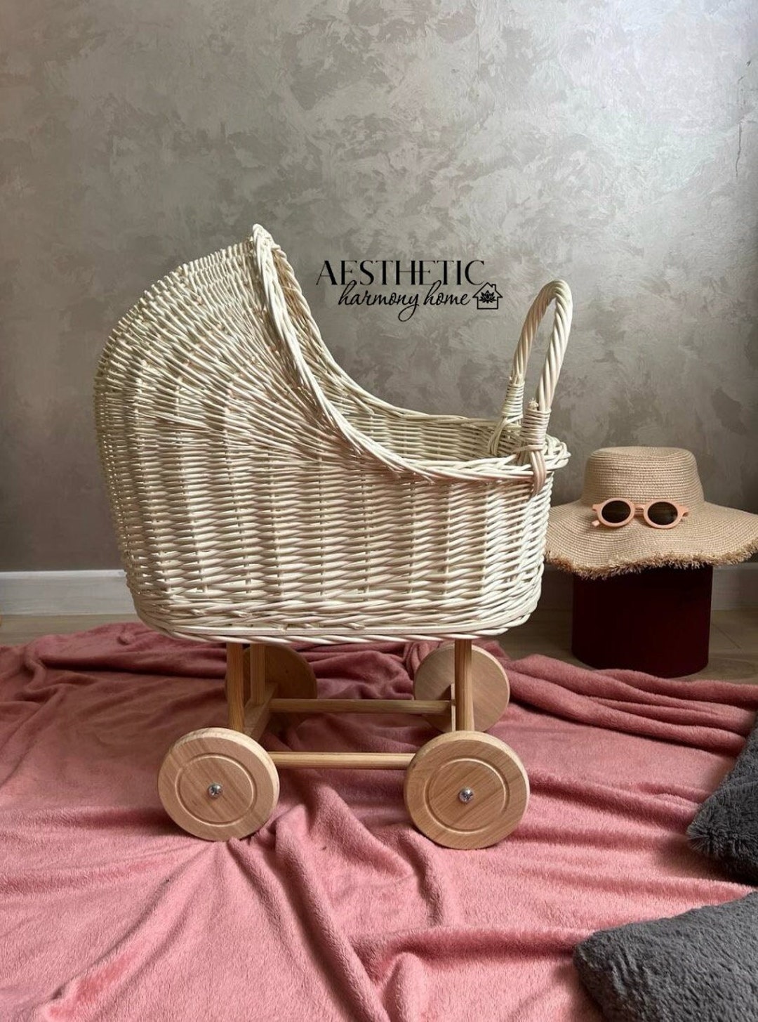 Wicker Baby Carriage, Vine Doll Stroller, Rattan Doll Pram, Wicker Doll ...