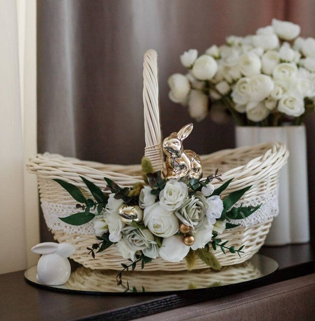 Rattan Flower Girl Basket Boho Wedding Basket Flower Girl Etsy