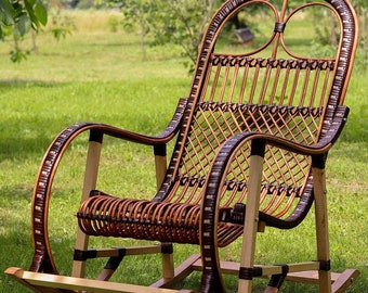 Wicker Rocking Chair,Rattan rocking chair, Willow rocking chair, Lounge chair, Housewarming gift first home,Outdoor patio chair,Gift