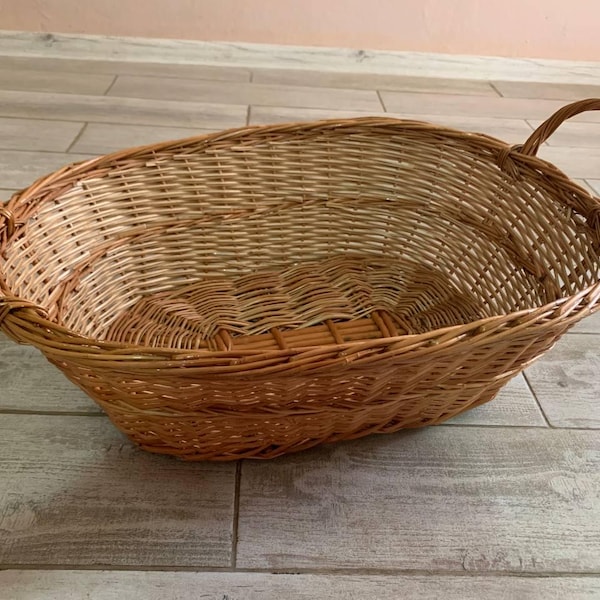 Handwoven Wicker Laundry Basket with Handles | Natural Willow Storage Basket | Handmade Large Basket