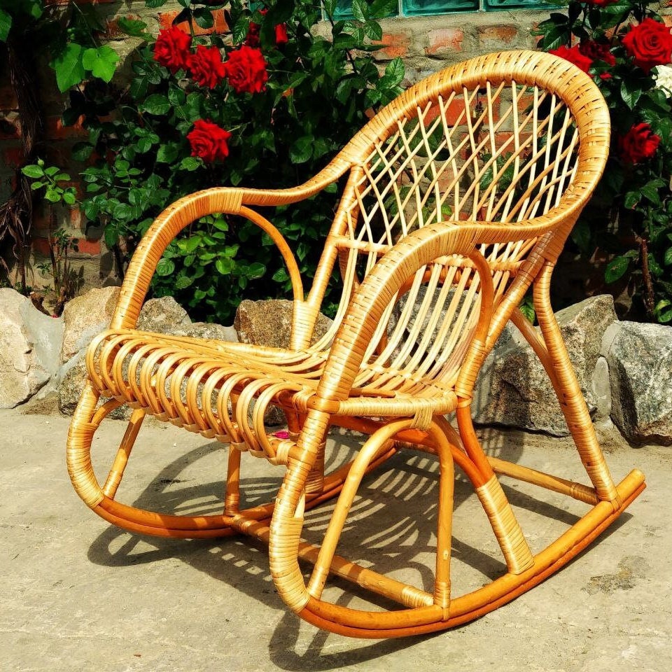 Wicker Rocking Chair, Organic Rattan Rocking Chair, Willow Rocking