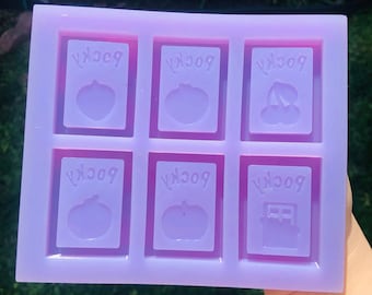 6 Pack Pocky Silicone Resin Shaker Mold Resin Craft Peach Strawberry Chocolate Apple Cherry Pumpkin