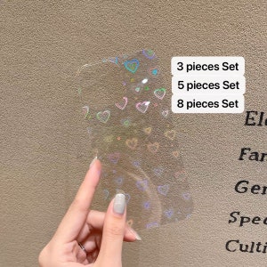 Holographic Transparent Phone Case Frame iPhone 16 11 12 13 ProMax 12Pro XR 14Plus 15 15+ 15promax shockproof prism cover iridescent heart