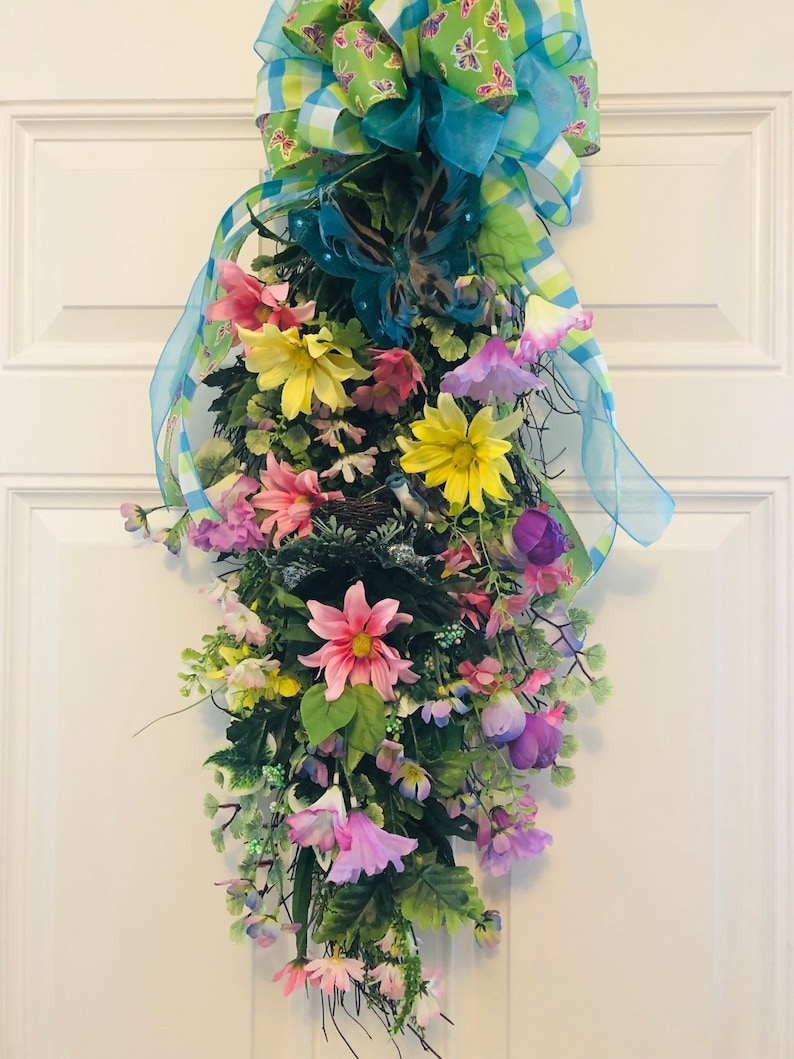 Easter swag, Spring swag with hummingbird and butterfly sping swag