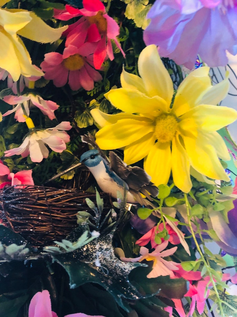 Easter swag, Spring swag with hummingbird and butterfly sping swag
