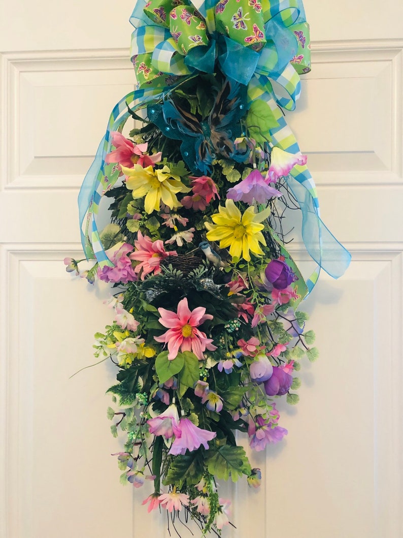 Easter swag, Spring swag with hummingbird and butterfly sping swag