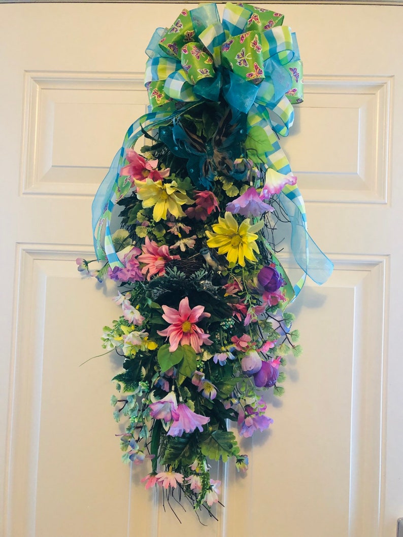 Easter swag, Spring swag with hummingbird and butterfly sping swag