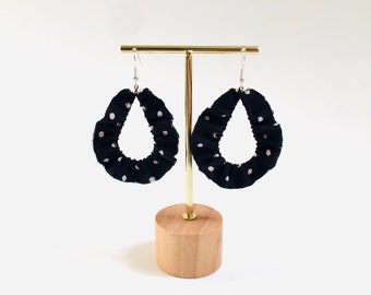Upcycled Earrings Fabric Earrings Eco-Friendly Earrings Statement Earrings Polka dot Earrings