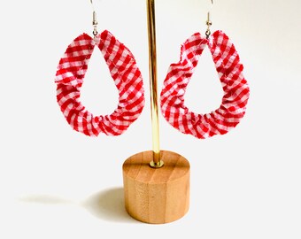 Upcycled Earrings Fabric Earrings Eco-Friendly Earrings Statement Earrings Polka dot Earrings