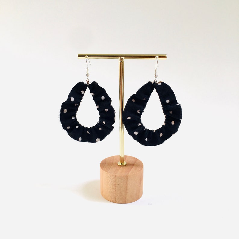 Upcycled Earrings Fabric Earrings Eco-Friendly Earrings Statement Earrings Polka dot Earrings