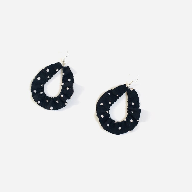 Upcycled Earrings Fabric Earrings Eco-Friendly Earrings Statement Earrings Polka dot Earrings