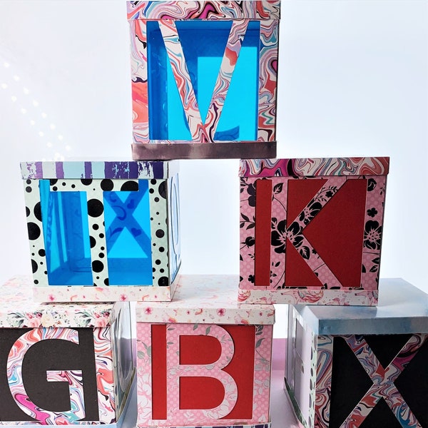 Alphabet boxes SVG file to make Names, Words, Celebrations etc for Scan n cut, Cricut, Home decoration,  bedroom decor, gift boxes and more