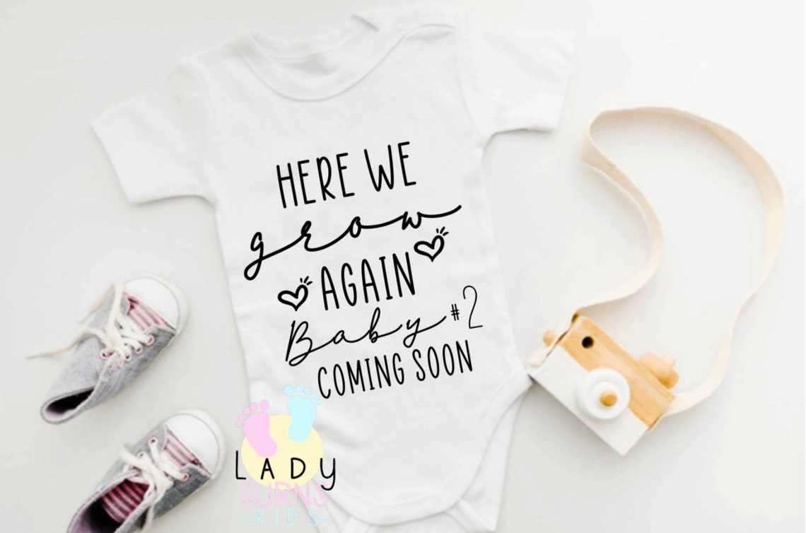 Baby number 2 onesie© Here We Grow Again Baby Shower Gift Etsy