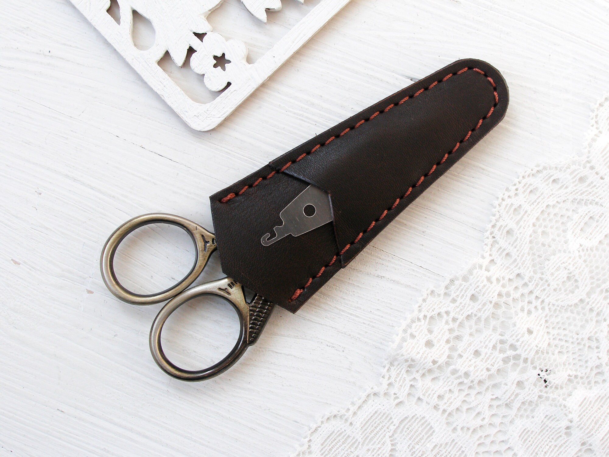 Red Leather Embroidery Scissor Case Scissor Storage with Etsy
