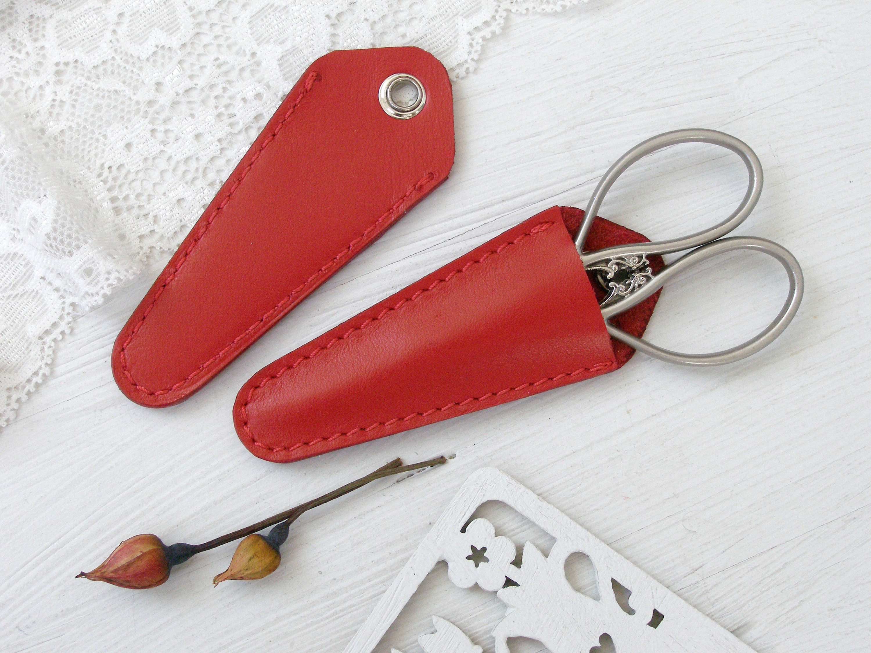 Scissor sheath natural leather Embroidery Scissor Case Etsy