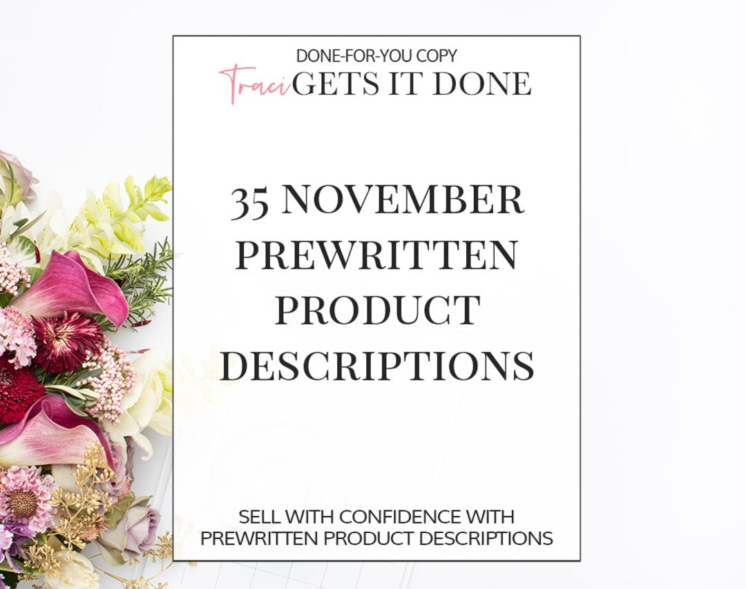 35 Product Descriptions for Boutique Owners NEWLY EXPANDED November