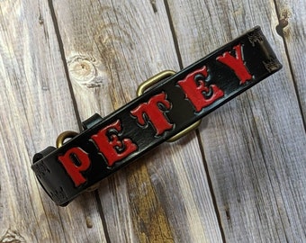 Personalized Leather Dog Collar: Custom Name, Handmade Width 1 1/4
