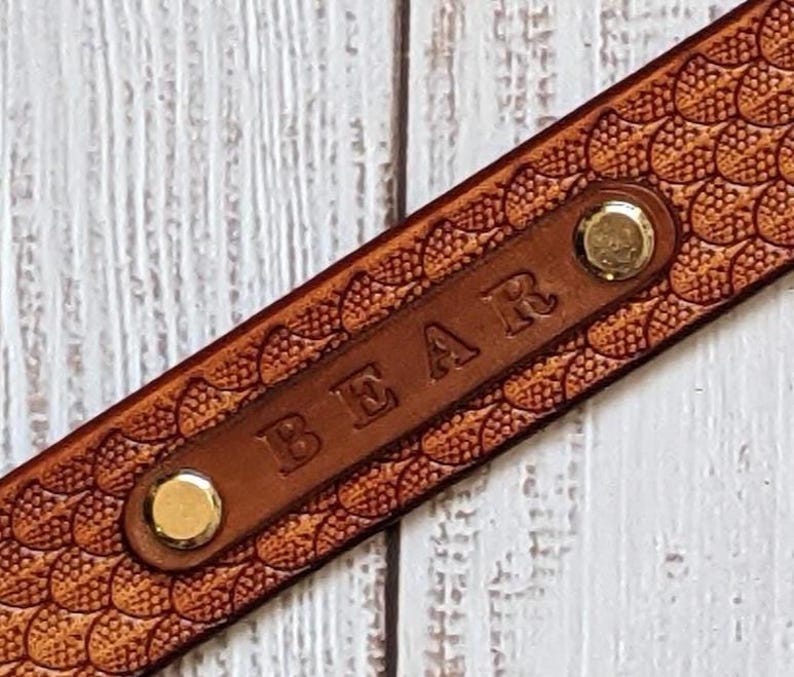Personalized Leather Dog Collar: Handmade Collar for Dog, Name Collar, Gift for Pets image 5