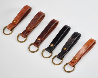 Personalized Leather Keychain Belt Snap | CUSTOMIZED Belt Loop Holder | INITIAL ENGRAVING | Hand Tanned | Brass Hardware | Free shipping