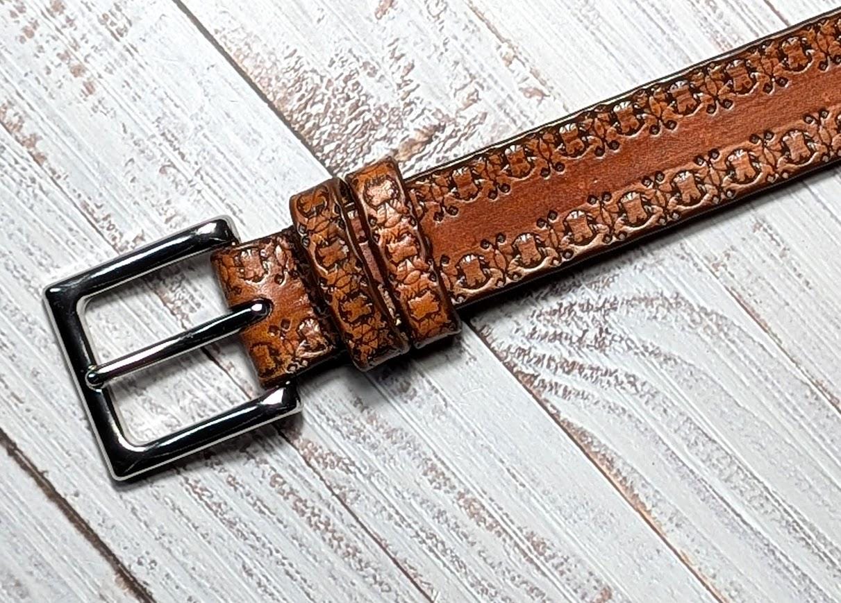 Custom Handmade Leather Belt: Mustard Brown Italian Leather  display picture 1