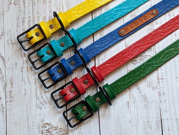 Hand-Tanned Leather Dog Collar: Custom Colors, Personalized Name