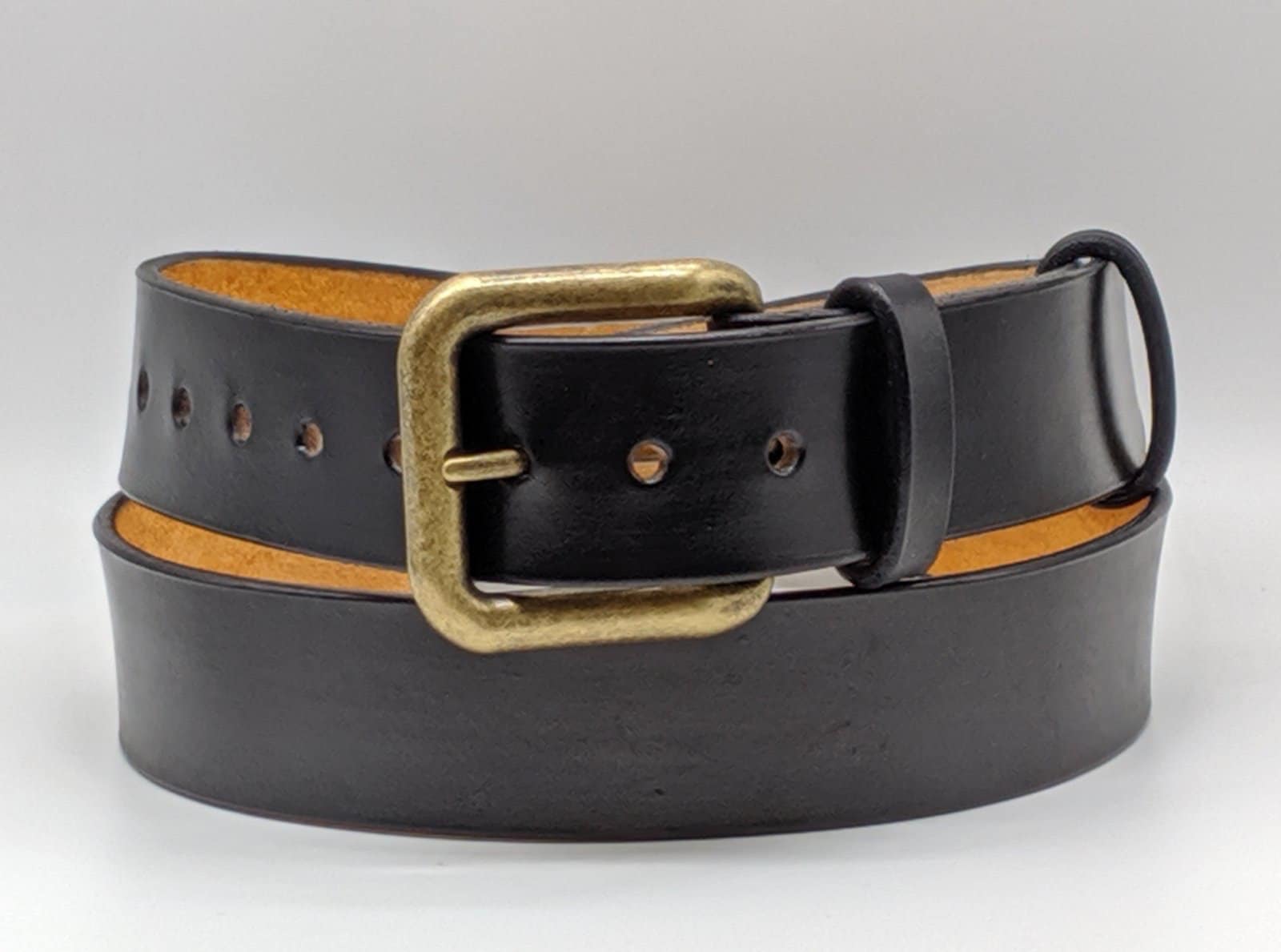 Leather Belt With Brass Buckle 