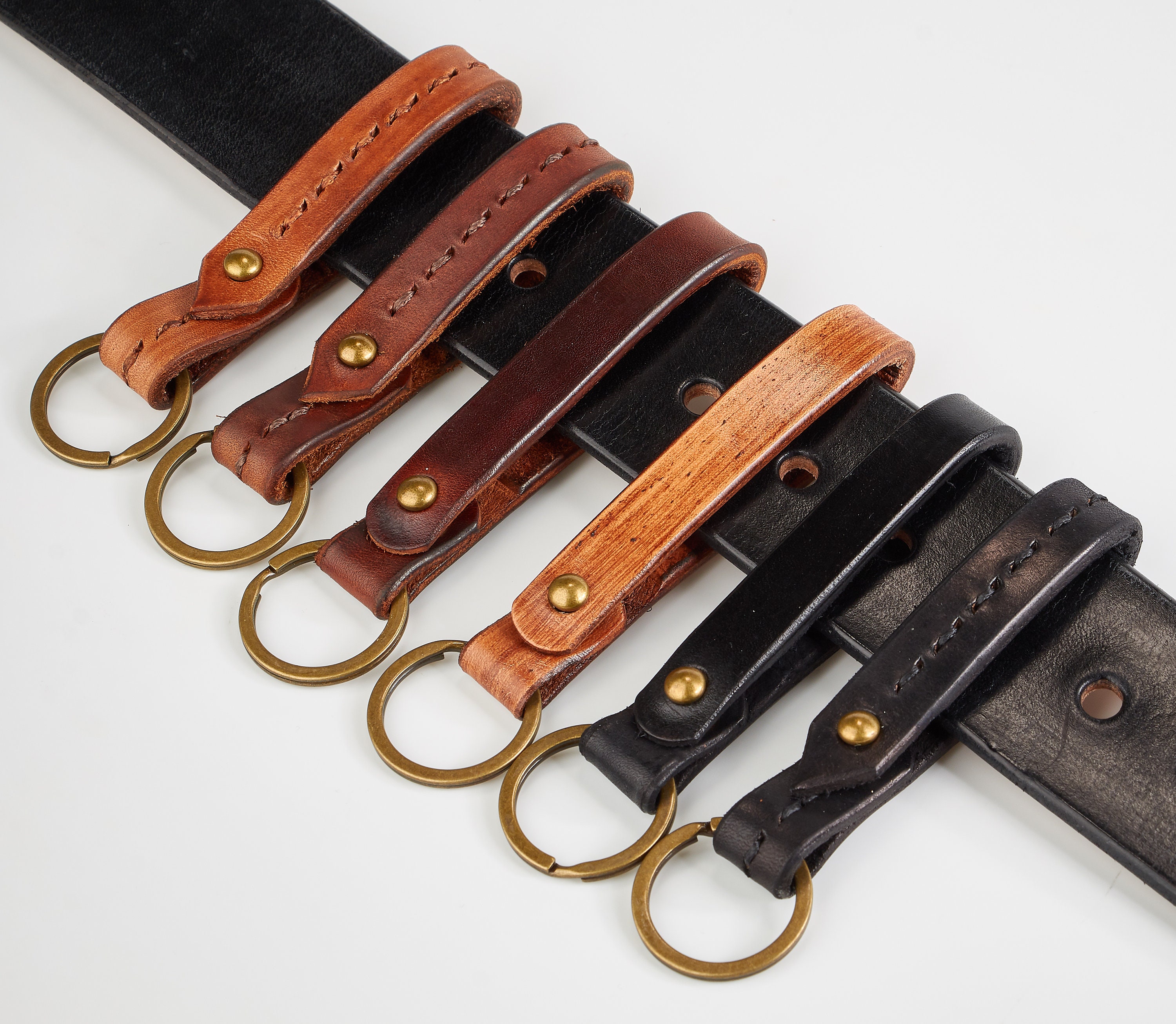 Personalized Leather Keychain Belt Snap CUSTOMIZED Belt Loop Etsy