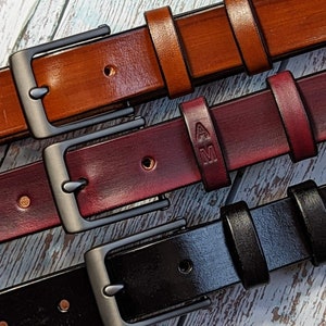 Men's Genuine Leather Dress Belt Personalized Custom Engraved Handmade Premium Italian Leather and inks 1-1/4 UnisexBrown image 2