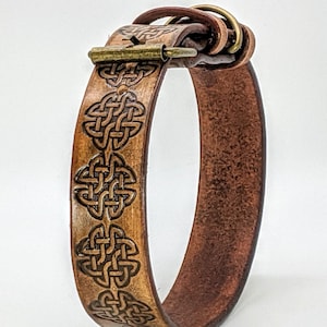 Dog collar with Celtic style,Italian ink,Handmade,Italian natural leather