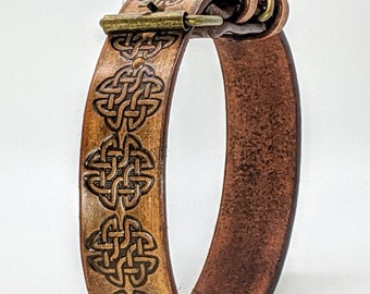 Handmade Celtic Dog Collar: Italian Leather, 1 1/4" Width