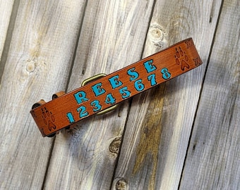 Personalized Leather Dog Collar: Custom Name, Handmade, 1-1/4" Width
