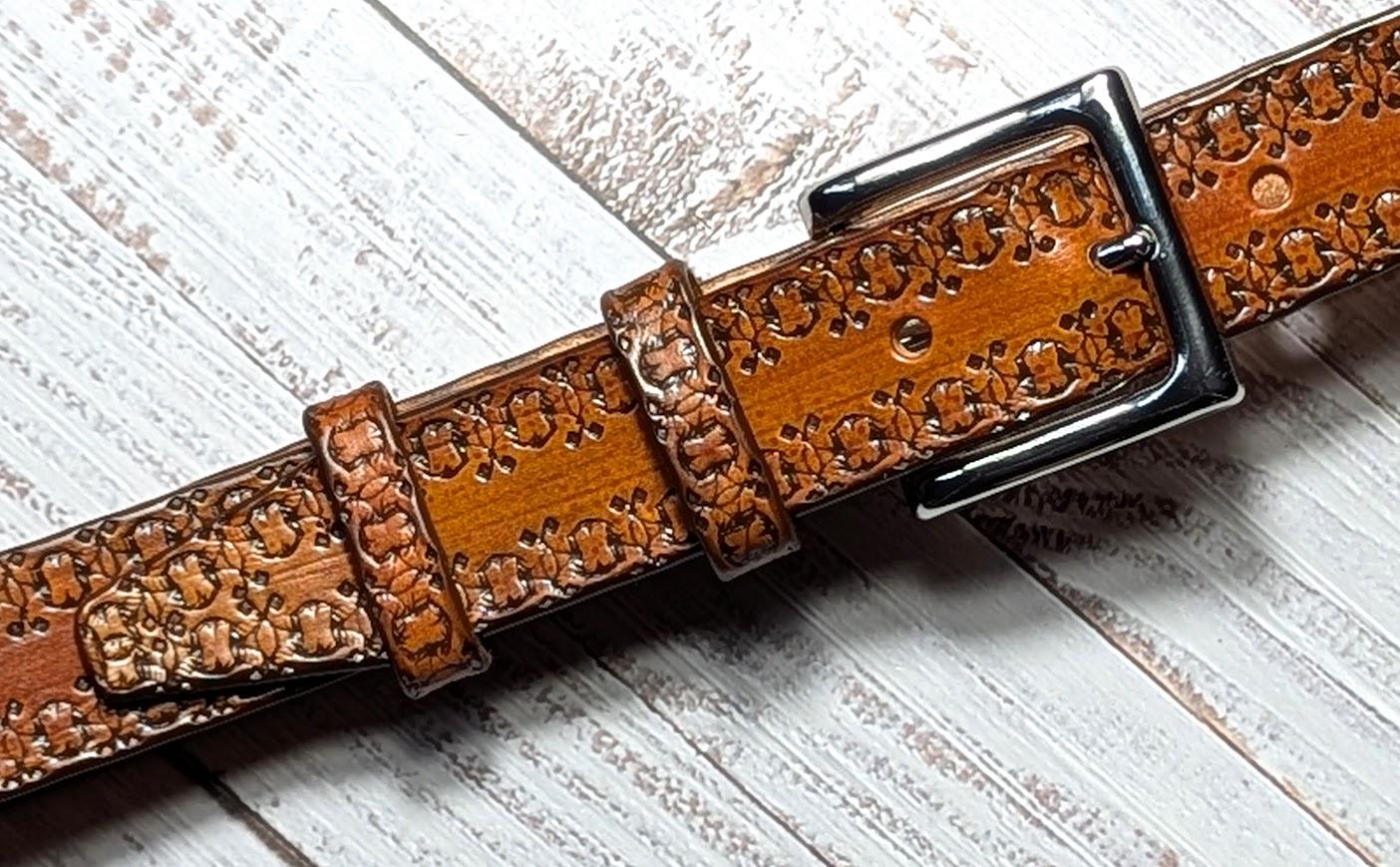 BeltMania STYLE F Sz 36 MUSTARD color Belt Genuine Leather Italy silver buckle LeAnn Belt - Light Gold Italian Leather Western Belt  main image 2