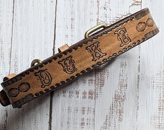 Personalized Leather Dog Collar: Custom Name, Handmade