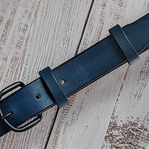 Men&#39;s Genuine Leather Dress Belt Personalized Custom Engraved Handmade | Premium Italian Leather and inks | 1-1/4&quot;; Unisex;Navy Blue