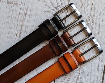 Genuine Leather Dress Belt Personalized Custom Engraved Handmade | Premium Italian Leather and inks | 1-1/4"; Unisex;