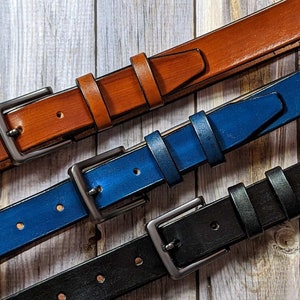 Men&#39;s Genuine Leather Dress Belt Personalized Custom Engraved Handmade | Premium Italian Leather and inks | 1-1/4&quot;; Unisex;Brown