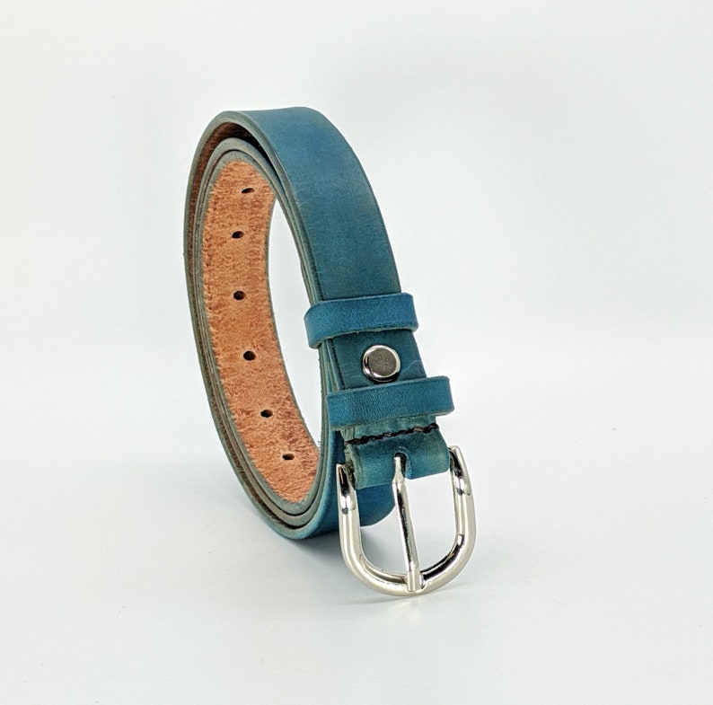 34 inch torqouis Dress belt Women leather belt handmaid and hand-tanned italian leather