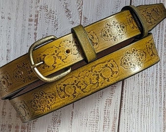 Leather Belt, tooled leather belts, western belt, mens western belt, cowboy belt, custom leather belts, handmade leather belts, gift For man