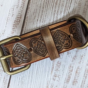 Dog collar with Celtic style,Italian ink,Handmade,Italian natural leather,leather dog collar gift