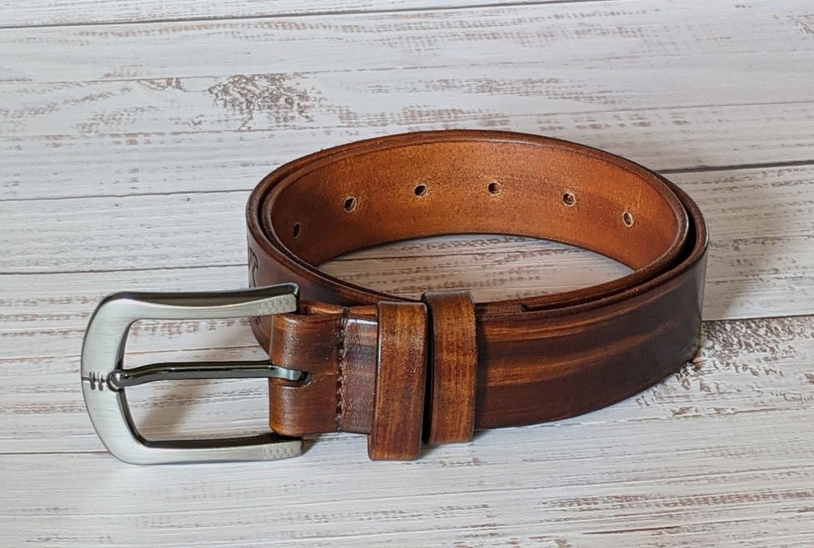 Custom Engraved Handmade Leather Belt with Name and Initials | Etsy
