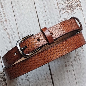 Men's Genuine Leather Dress Belt Personalized Custom Engraved Handmade | Premium Italian Leather and inks | 1-1/4"; Unisex;Brown