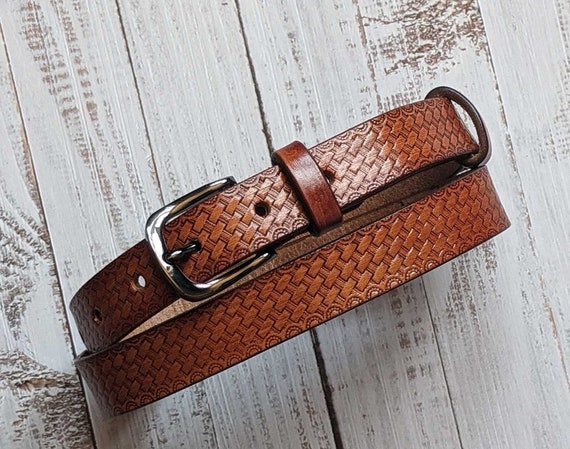 Men's Personalized Leather Dress Belt: Custom Engraved Italian Leather