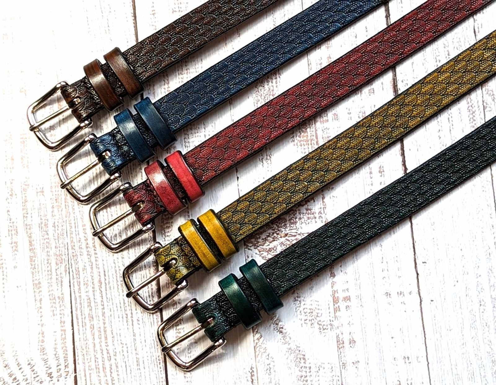 Genuine Italian Leather Belt for Women - 1 inch Wide, Made in France Handmade Italian Leather Dress Belt: Hand-tanned 1-inch  main image 2