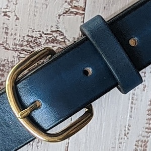 Men&#39;s Genuine Leather Dress Belt Personalized Custom Engraved Handmade | Premium Italian Leather and inks | 1-1/4&quot;; Unisex;Navy Blue
