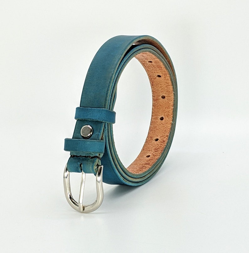 34 inch torqouis Dress belt Women leather belt handmaid and hand-tanned italian leather