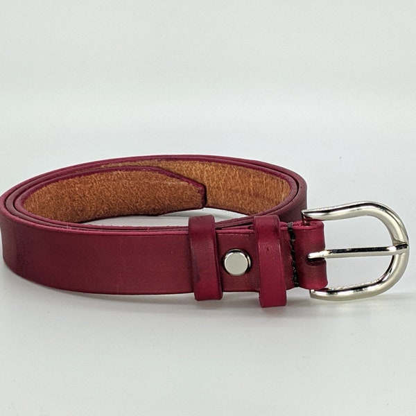 Women leather belt handmaid and hand-tanned italian leather, Dress belt, 3/4 inch oxblood