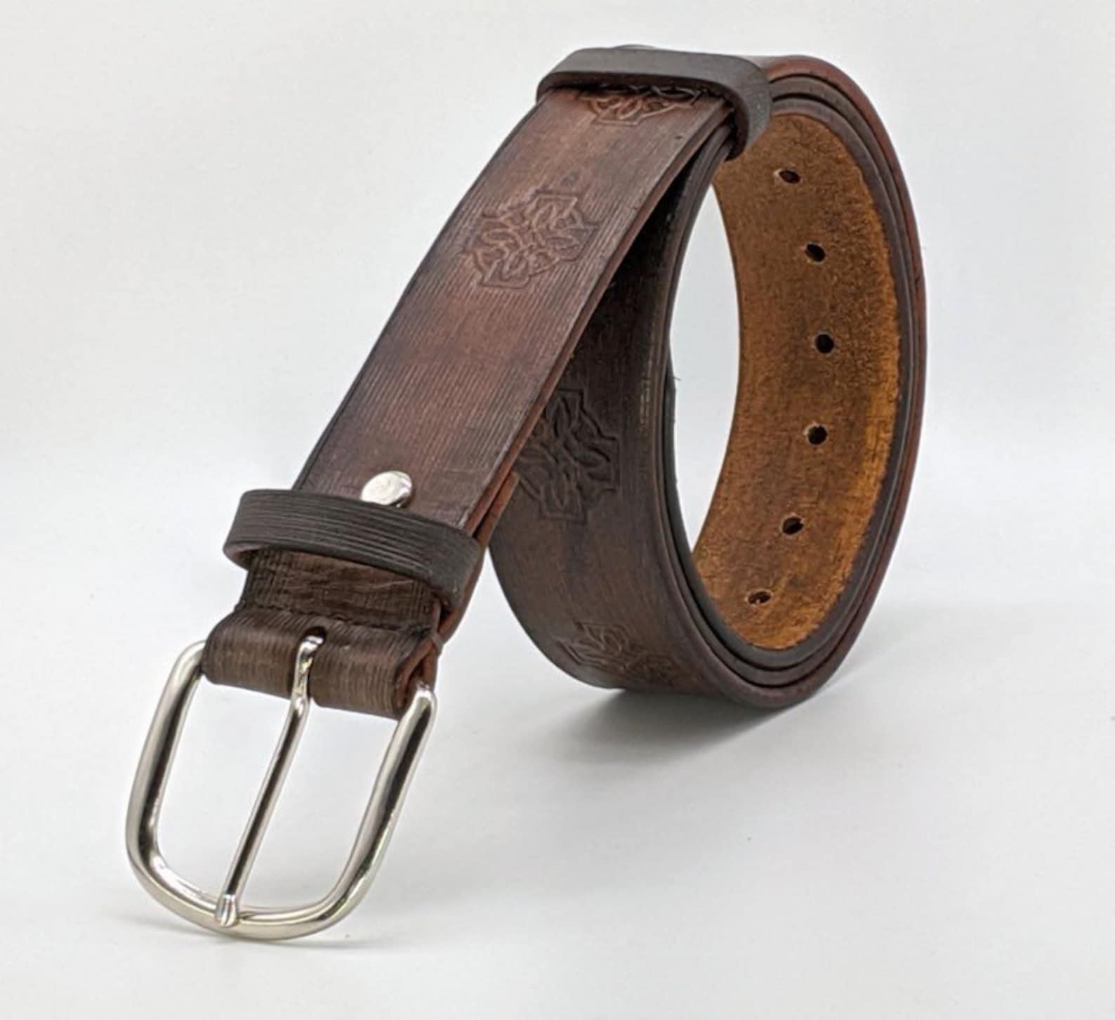 Custom Engraved Handmade Leather Belt With Name and Initials Etsy