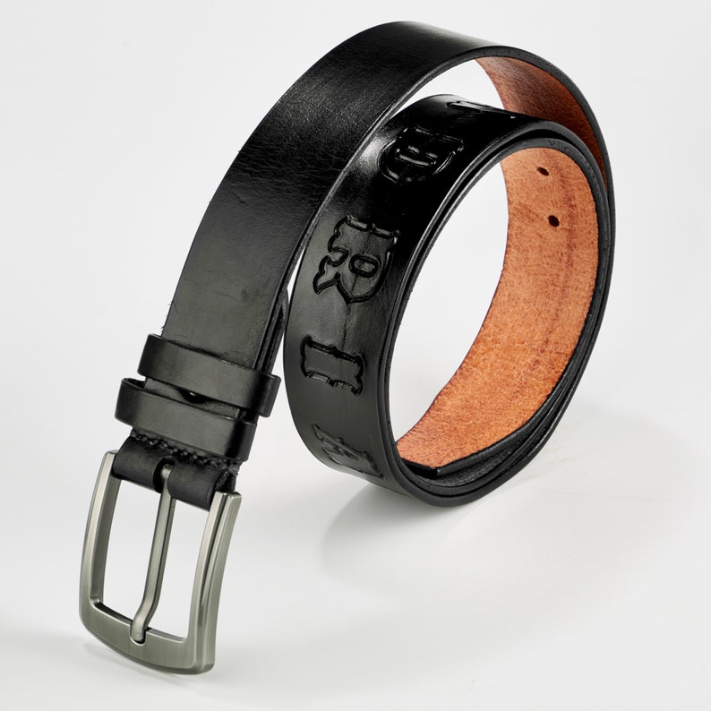 Monogrammed Men's Leather Belt Gift for Him Handmade to Etsy